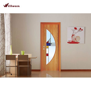 <span class=keywords><strong>Porte</strong></span> en bois d'acajou magnifique avec verre coloré en demi-cercle pour balcon - Product Image 2