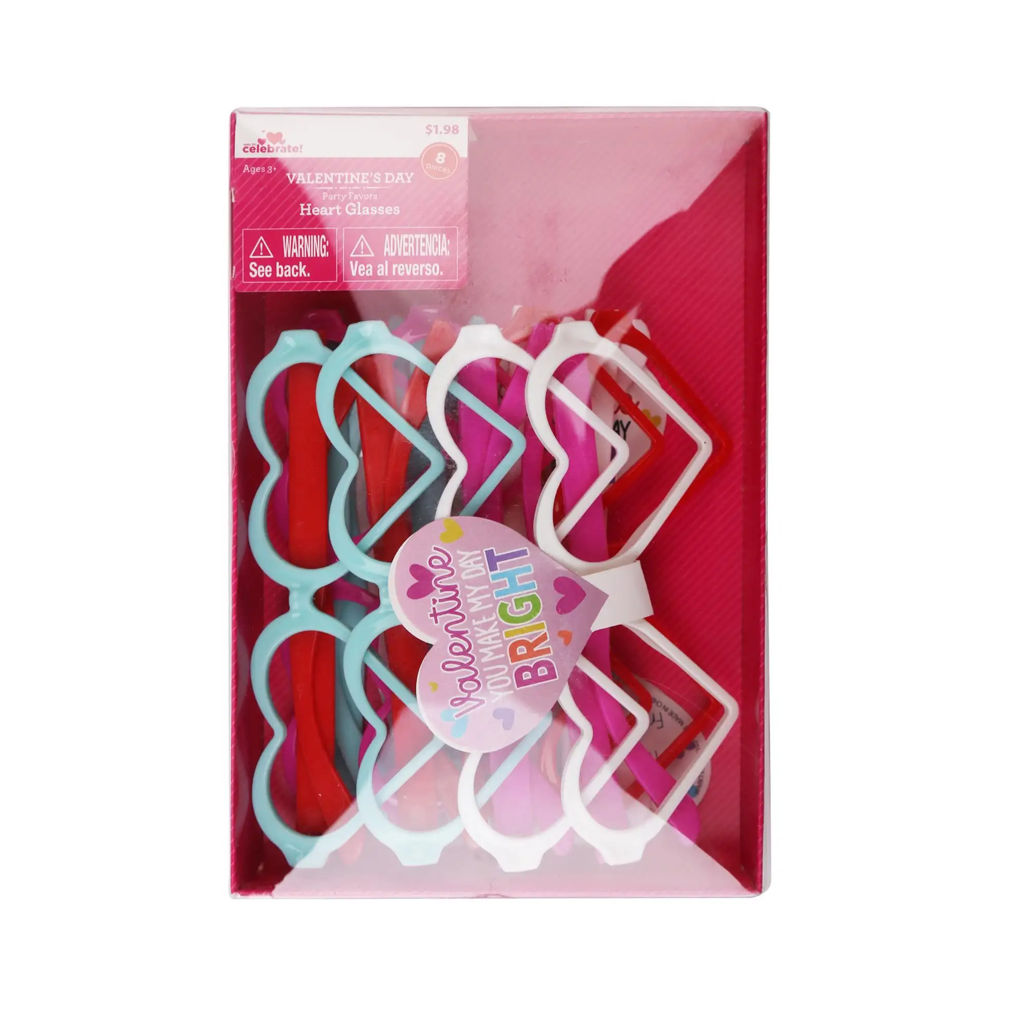 8pc Valentine'S Day Decorations Gift Party Favors Heart Glasses With Love Greeting Card Set