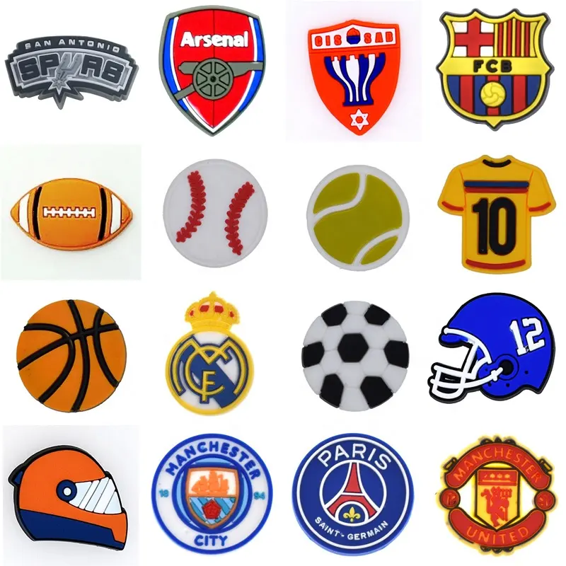 Vente chaude drapeau chaussure charme basket-ball sport équipe drapeau accessoires équipe de football américain logo sabot breloques en gros