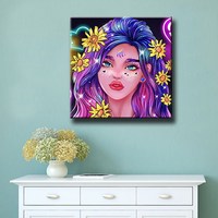 Peinture Diamant Ever Moment, Broderie Faite Main avec Strass en Résine Carrée Complète, Mosaïque Florale Colorée Fille S2F2721