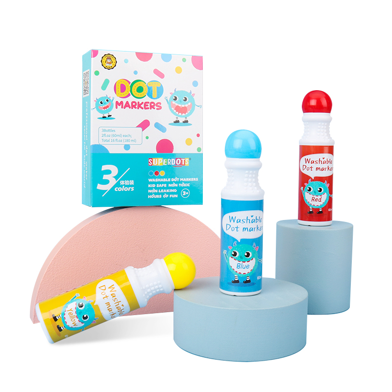 Hot sale 3 colors super dots washable no mess safe kids marker pens dot marker set do dot art dauber toys doodling marker