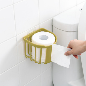 <b>Wall</b> <b>Mounted</b> Tissue Holder Rectangular No Drilling Required Bathroom Paper Storage <b>Box</b> Multi Functional Roll Holder - Product Image 4