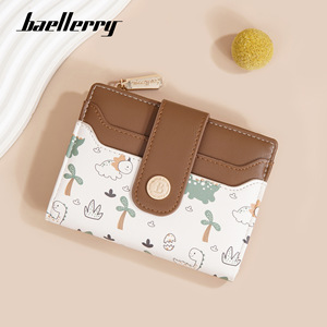 กระเป๋าสตางค์สั้นผู้หญิง Baellerry ลายการ์ตูนไดโนเสาร์ แบบมีกระดุมและซิป ใช้ได้ทุกวัน - Product Image 1