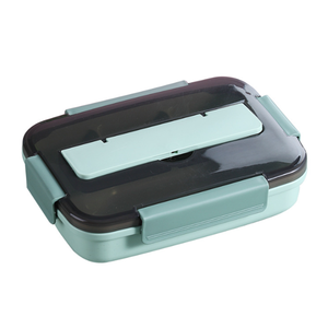 Contenedor de comida para llevar de plástico PP sin BPA de 1200ml Forma rectangular <span class=keywords><strong>4</strong></span> compartimentos con <span class=keywords><strong>cuchara</strong></span> y tenedor - Product Image 1
