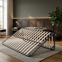 Cadre de lit en métal rembourré California King avec sommier à lattes robuste pour mobilier de chambre principale de villa de luxe