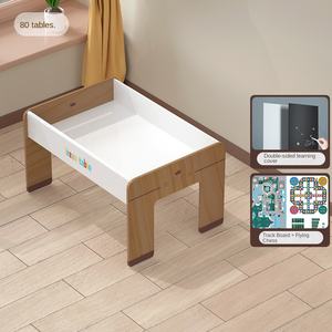 Table de construction multifonctionnelle en bois massif pour enfants (0-2 ans), compatible avec les granulés de taille standard, jouet éducatif d'<span class=keywords><strong>apprentissage</strong></span> - Product Image 6