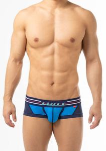 CELINNE Short Leg <b>Men</b> Boxer Briefs Blue Geometric Print Mid-Rise Breathable Knitted Large <b>Pouch</b> <b>Mens</b> Underwear - Product Image 5