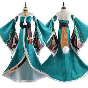 Costume de <span class=keywords><strong>Cosplay</strong></span> Genshin Impact Miss Hina, Costume de <span class=keywords><strong>Cosplay</strong></span> Miss Hina, <span class=keywords><strong>Gorou</strong></span>, robe de renard pour femmes, uniforme d'halloween avec queue d'oreille - Product Image 4