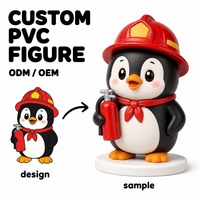 Figurine de Pinguin Pompier Personnalisée en PVC, Jouet Chibi avec Casque et Extincteur, OEM ODM, Cadeau de Collection en Boîte Mystère, Vente en Gros