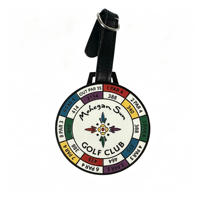 Étiquette personnalisée en émail dur pour sac de golf avec sangle en cuir, souvenir de club de golf, étiquette d'information sur la distance pour les golfeurs, étiquette souvenir de club de golf
