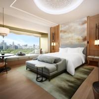 Meubles de suite d'hôtel de luxe : Cadre de lit en tissu moelleux, banc de lit rembourré, banquette de fenêtre, ensembles pour l'hôtellerie commerciale