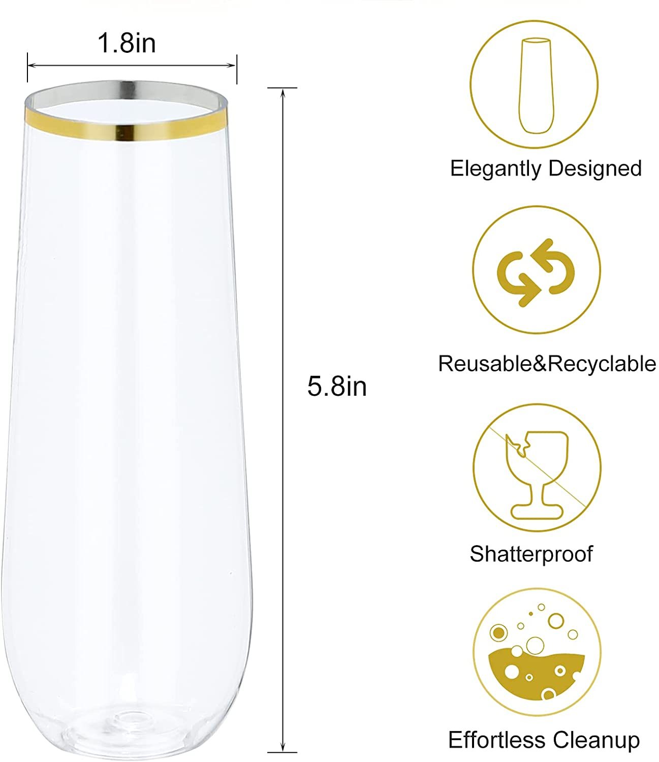 48er-Pack Plastik-Sektgläser ohne Stiel, 9 Unzen Kristallklare Anstoßgläser, Einweg-Mimosa-Gläser für Wein| Alibaba.com