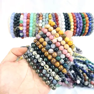 8MM Fashion Brand Luxury Natural Stone Healing Crystal Stretch Beaded Bracelet Women Men Handmade Gemstone Round Bracelet