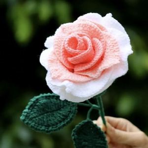 Colores brillantes tejidas a mano tamaño pequeño estilo tailandés rosas flores artificiales hermosa decoración amados artículos de decoración del hogar - Product Image 3