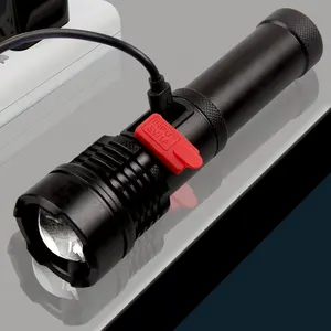 usb最强防水变焦手灯可充电手电筒手电筒闪光工作发光二极管手电筒迷你手电筒