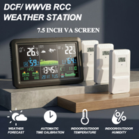 Réveil numérique LCD radiocommandé 5107-1, station météo sans fil USB OEM, capteur de température et d'humidité intérieur/extérieur