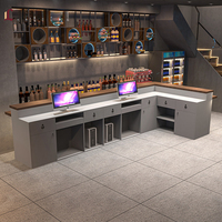 Comptoir de bar de style industriel Café-restaurant Barbecue Restaurant Barre lumineuse Table avant avec processus de cuisson en laque Bureau d'accueil