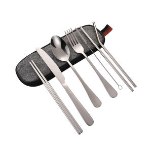 Utensilios de Viaje con Estuche, Juego de Cubiertos Portátil Quatish para Acampar, Picnic, Lonchera para Hombre, Negro - Product Image 3