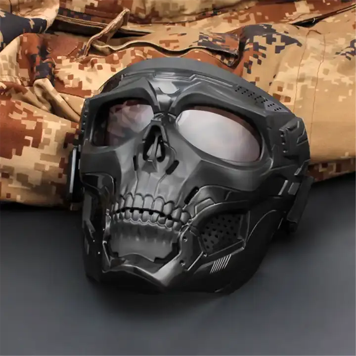 CS masker tahan angin kacamata menembak sepeda motor, perlindungan mendaki wajah penuh masker Paintball taktis helm wajah penuh