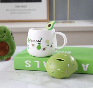 Tazza in Ceramica a Forma di Avocado, Regalo Originale, Tazza Cartoon con Coperchio e Cucchiaio, Personalizzabile per Pubblicità - Product Image 6