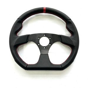 Volant de course en forme de D à 3 branches en alliage d'aluminium perforé en cuir véritable de 14 pouces - Product Image 1