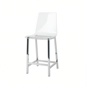 Sgabello da Bar in Acrilico Trasparente con Base Cromata, Altezza Bancone, Design Moderno per Uso Bar - Product Image 1