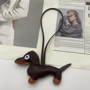 Dachshund Dog Animal Leather Pendant Keychain Diy <b>Accessories</b> Solid Black Puppy Cartoon - Product Image 3