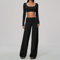 Ensemble de fitness - Vêtements de sport décontractés à col en V, coupe ajustée, respirants, séchage rapide, taille haute, pour activités de plein air et course à pied -4