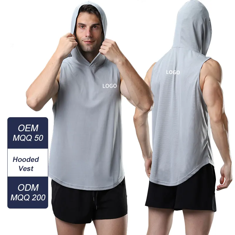 BX-002 Atletische Outdoor Workout Fitnessvest Met Capuchon Voor Heren Voor Basketbaltraining Met Snel Droog Ademend Vest