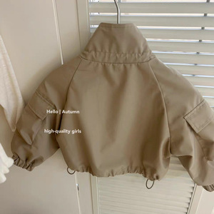 Tongxingyuan Girls Autumn Spring Khaki Jacket Brown Leggings Set Soft Shell Cotton Children Outfits - Product Image 2