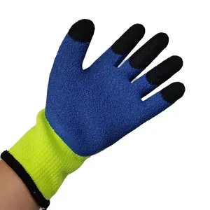 Sarung tangan tetap hangat Terry Liner lateks dengan jari diperkuat musim dingin sarung tangan kerja termal