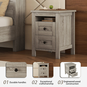 Cama Queen Size Estilo Farmhouse con Base de Plataforma, Cabecera con Almacenamiento y Estación de Carga, Juego de Dormitorio de 3 Piezas - Product Image 6