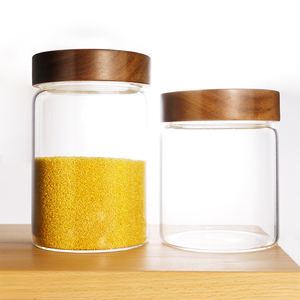 Pot de conservation hermétique <span class=keywords><strong>en</strong></span> <span class=keywords><strong>verre</strong></span> pour aliments, thé, café, avec couvercle <span class=keywords><strong>en</strong></span> bois d'acacia, <span class=keywords><strong>grand</strong></span> format - Product Image 2