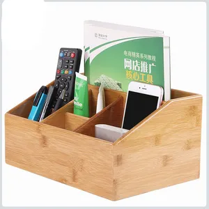 customize wholesale natural bamboo desktop storage organizer