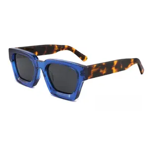 wholesale Custom shades Metal Logo gafas de sol High End Luxury Sexy square designer glasses Thick Acetate Sunglasses Men Women