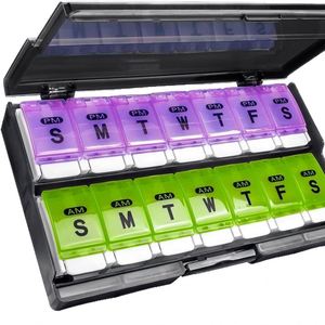 Boîte à pilules portable en plastique pour médicaments et vitamines, grand format, 14 jours, avec logo personnalisé, cadeau promotionnel - Product Image 1