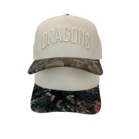 Casquette de baseball à visière imprimée florale de qualité supérieure, 5 panneaux, unisexe, OEM, streetwear, extérieur, logo personnalisé