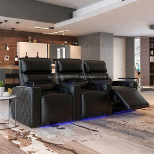 Ensemble <span class=keywords><strong>de</strong></span> canapés inclinables à double appui-tête en cuir véritable moderne pour la maison, l'hôtel, le bureau, les salles <span class=keywords><strong>de</strong></span> cinéma - pour une utilisation dans le salon - Product Image 3