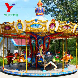 Equipo eléctrico Zhengzhou Yueton, atracciones, carrusel montado en remolque <span class=keywords><strong>de</strong></span> caballo redondo Merry Go - Product Image 1