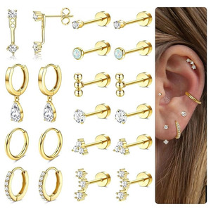 Set Personalizzato di 12 Orecchini in Acciaio Inossidabile 316L, Gioielli di Dubai Resistenti allo Sbiadimento, Semplici ed Eleganti, Impermeabili, per Donne, Uomini e Coppie - Product Image 1