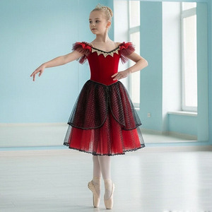 Traje de Ballet <span class=keywords><strong>Don</strong></span> Quijote para Actuación Profesional, Tutú Rojo para Competencia, Vestido de Ballet para Adultos, Seda/Algodón - Product Image 1