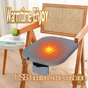 Customized Modern Outdoor Graphene <b>Heated</b> Seat Cushion Universal Portable Square Linen Chair Mat <b>Usb</b>-<b>heated</b> Seat Cushion - Product Image 3