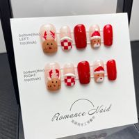 Grossiste de haute qualité Nouveau style de strass Pressage à la main Collection Noël 3D Colle réutilisable Presse artificielle sur les ongles