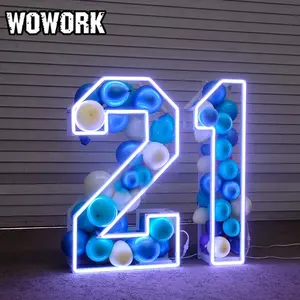 أضواء led ثلاثية الأبعاد معدنية مخصصة من WOWORK 2024 بأضواء عملاقة تبلغ 3 أقدام 4 أقدام 5 أقدام لحفلات الزفاف وأعياد الميلاد والاحتفالات والتوريدات والديكور