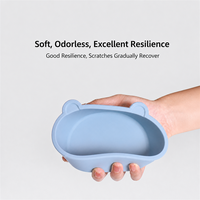 Bol en silicone pour bébé avec cuillère, design oreilles d'ours, profond 420 ml, qualité alimentaire sans BPA, ensemble d'alimentation souple pour la diversification alimentaire du bébé
