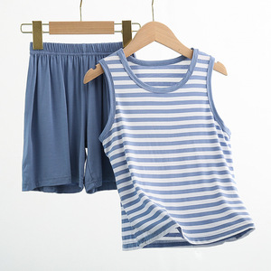 Ensemble de <span class=keywords><strong>pyjama</strong></span> moderne dernier cri pour enfants : Gilet et short en modal pour garçons, idéal pour la maison - Product Image 2