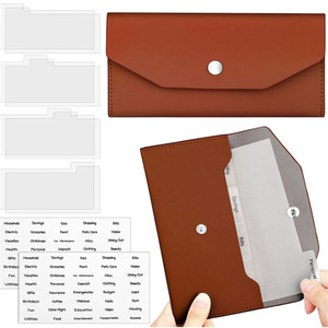 Carpeta de sobres para presupuesto con hojas sueltas, tarjetero de cuero PU para mujer, billetera para efectivo, monedero largo y sencillo - Product Image 2