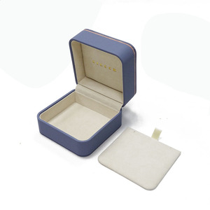 Caja de regalo de joyería de cuero Pu Cajas de embalaje de joyería azul Caja de joyería de lujo de tamaño personalizado - Product Image 3