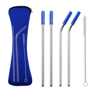 <strong>4</strong> Pcs 8.5 Inch Metal <strong>Straws</strong> <strong>Stainless</strong> <strong>Steel</strong> <strong>Straws</strong> Reusable Drinking <strong>Straws</strong> With 4pcs Silicone Tips <strong>1</strong> Cleaning Brush <strong>1</strong> Case - Product Image 4