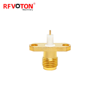 Konektor RF SMA Female Jack 2 Lubang Flange Panel Mount 4mm Isolator Dielektrik PTFE Solder Lurus Konektor RF